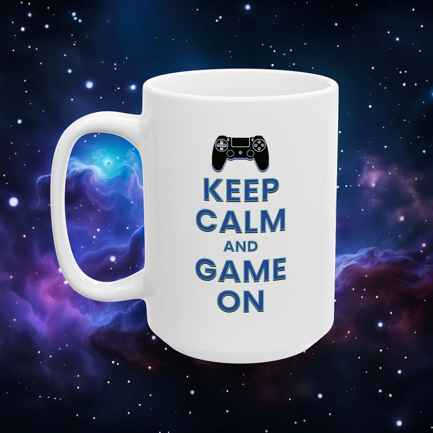 KEEP CALM AND GAME ON PS MUG