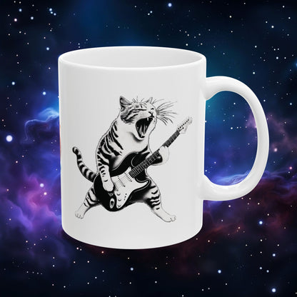 CAT PLAYING GUITAR MUG