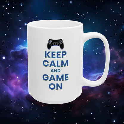 KEEP CALM AND GAME ON PS MUG